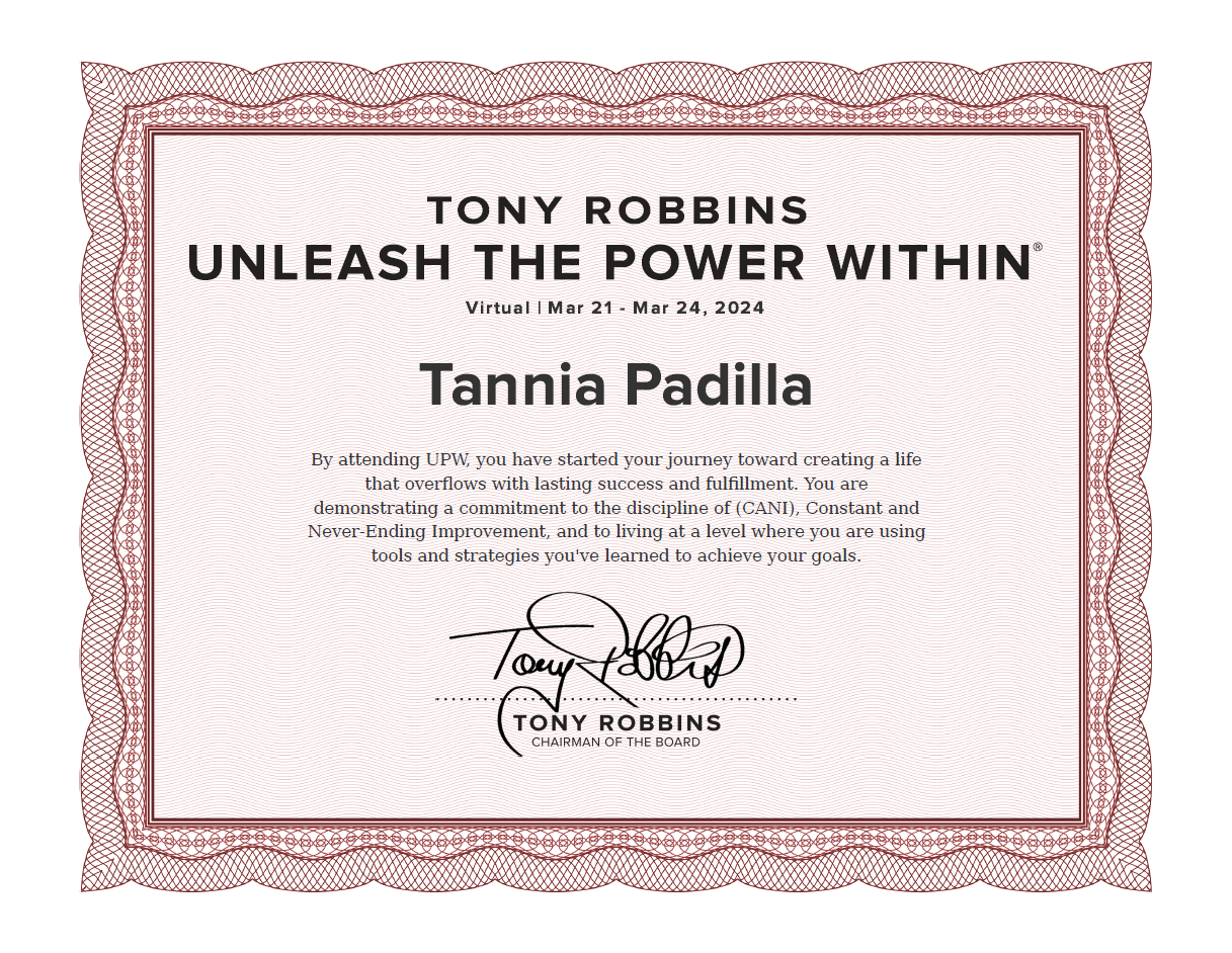 20 Cert Tony Robbins